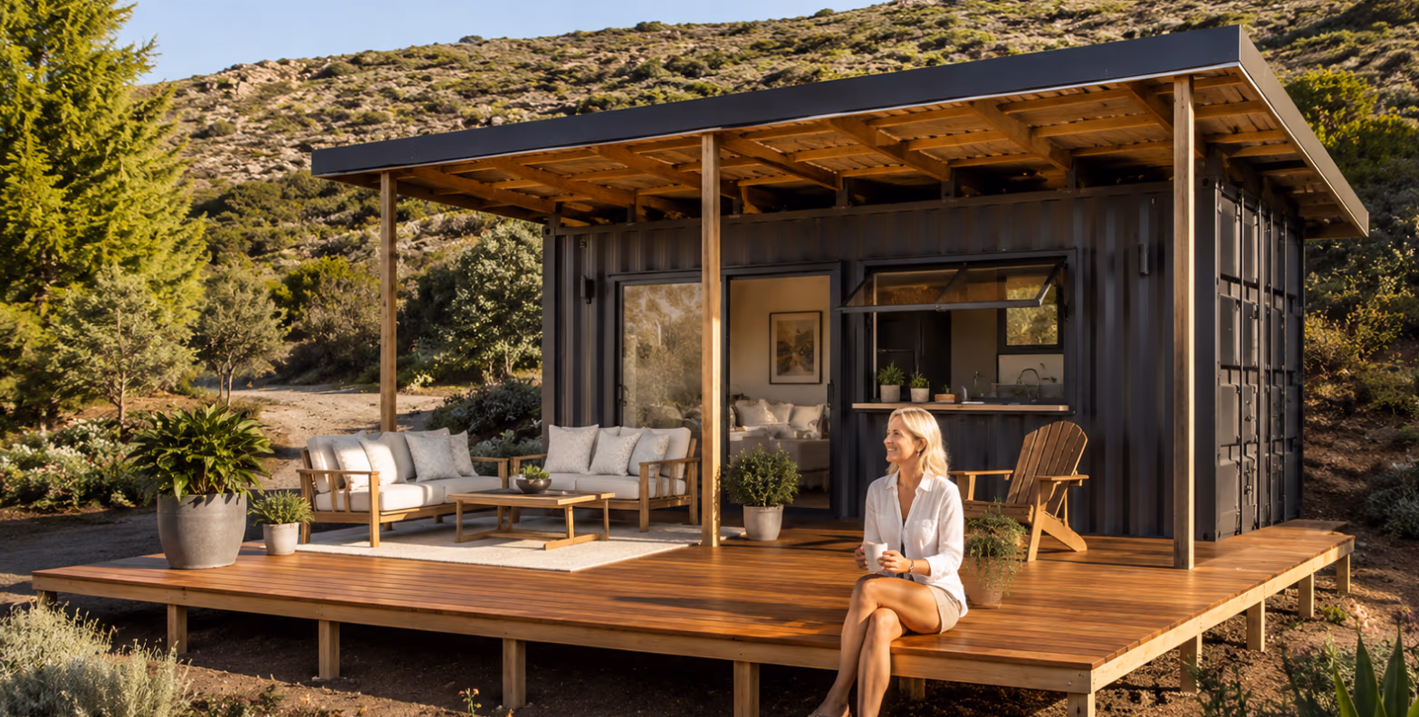 A Tiny Living home delivered on a hillside
